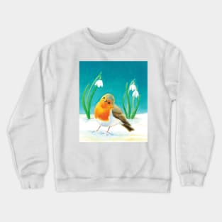 Red Robin in Winter Illustration Crewneck Sweatshirt